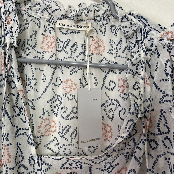 Ulla Johnson NWT Dunia Blouse Women’s Size 0 Silk Floral Cold Shoulder Ruffle - Picture 9 of 12